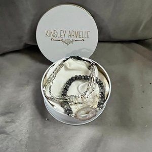 NEW - Kinsley Armelle SIlver Beaded Bracelet Set -  Size S/M